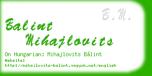 balint mihajlovits business card